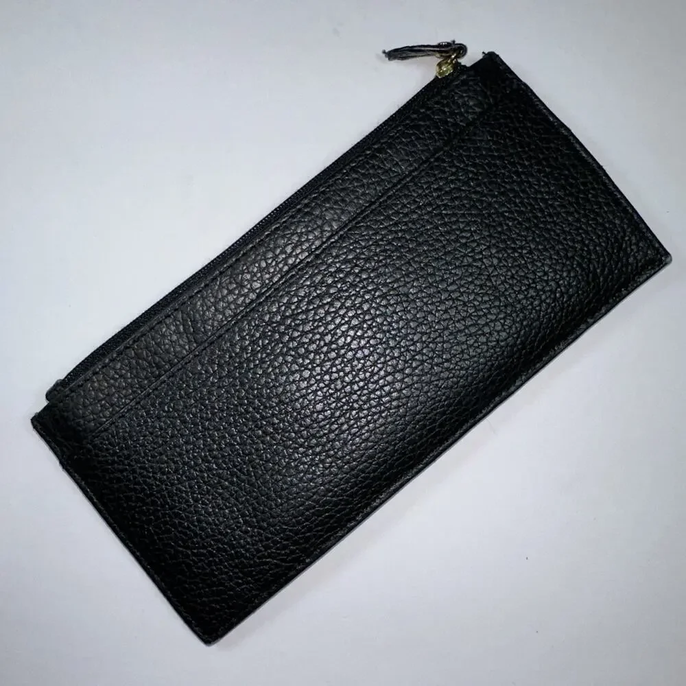 LODIS Card Wallet Pebbled Black Leather 7.25